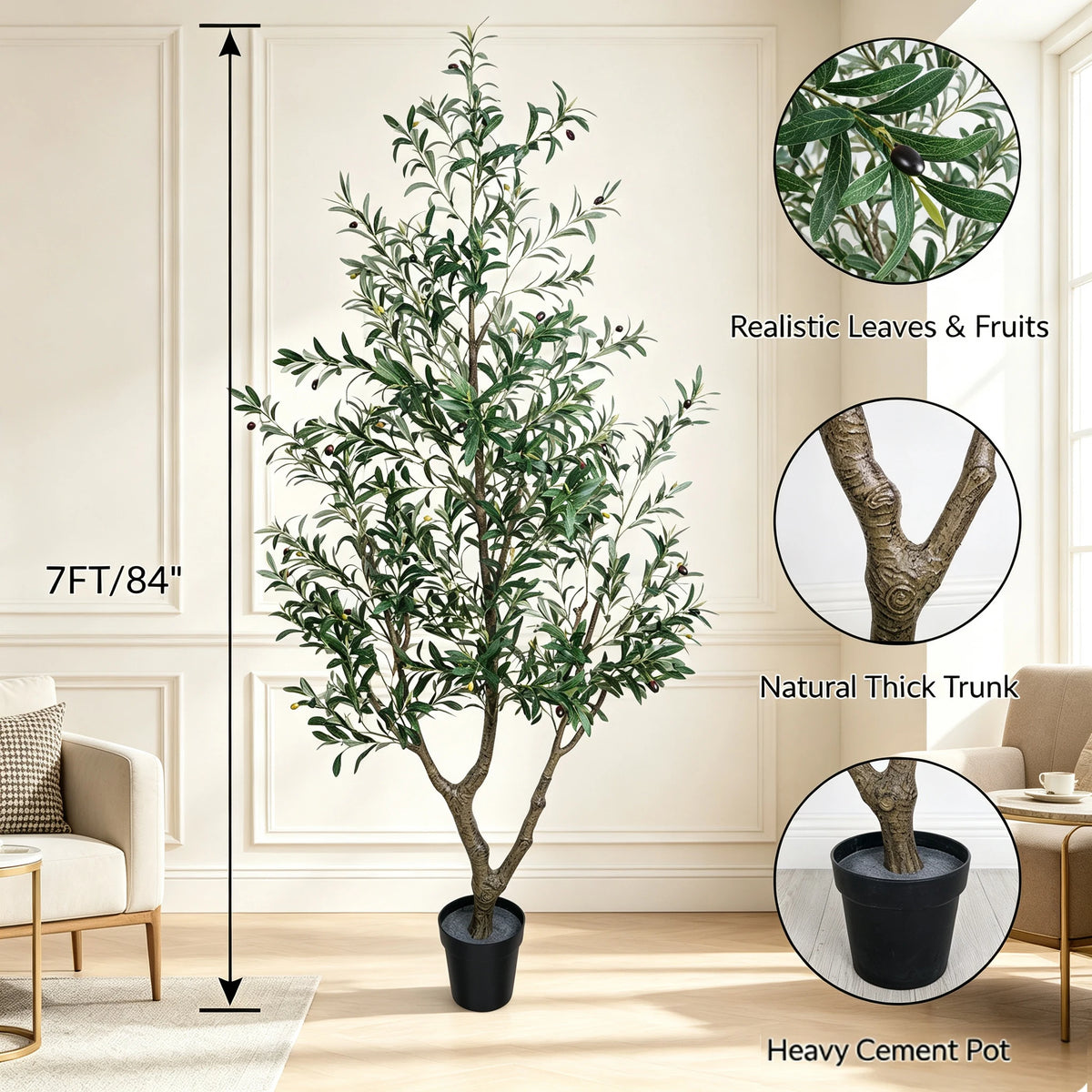 Olitree Artificial Olive Tree With Natural Trunk And Lifelike Fruit