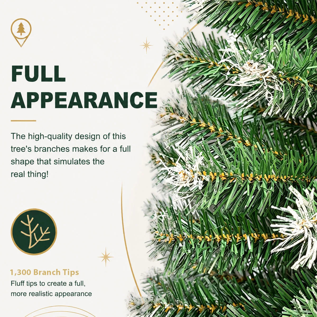 Flocked Artificial Christmas Tree With Foldable Metal Base Unlit