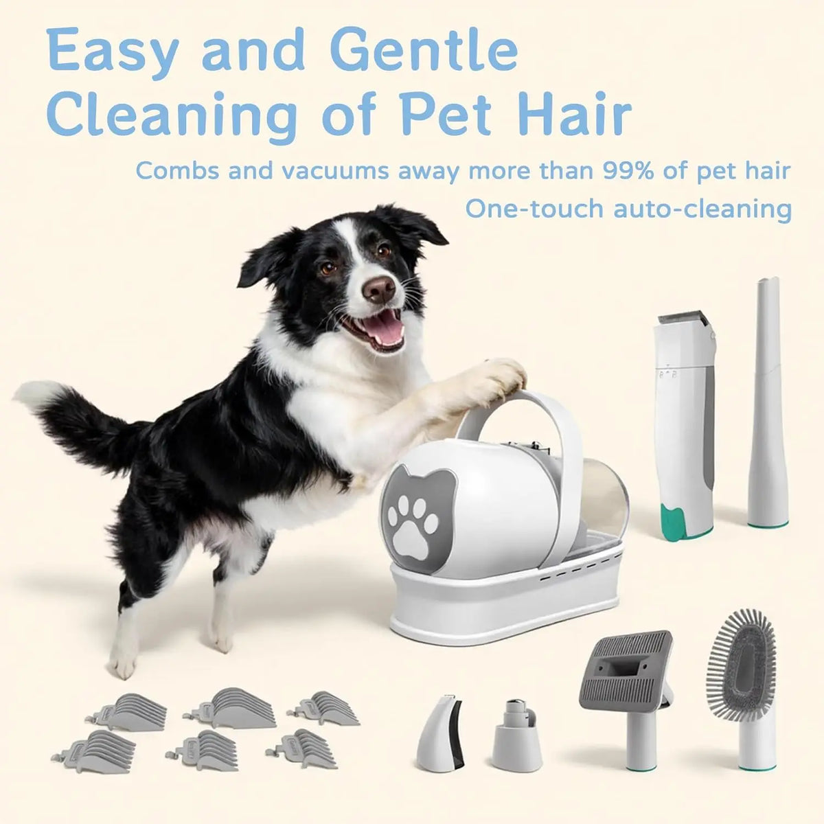 Dog Grooming Vacuum Kit With Deshedding And Nail Trimmer