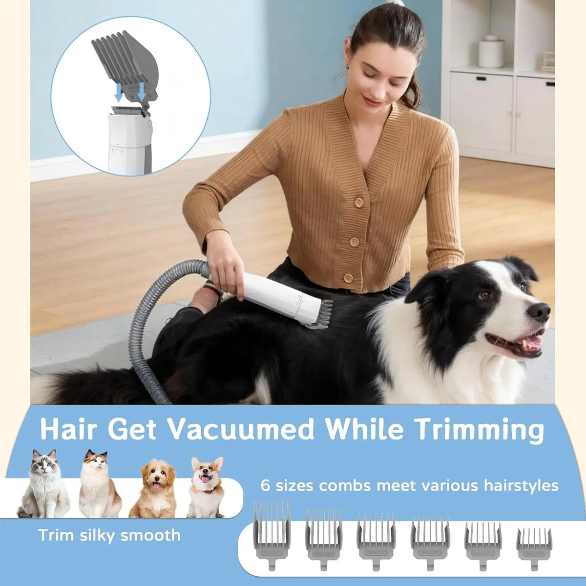 Dog Grooming Vacuum Kit With Deshedding And Nail Trimmer