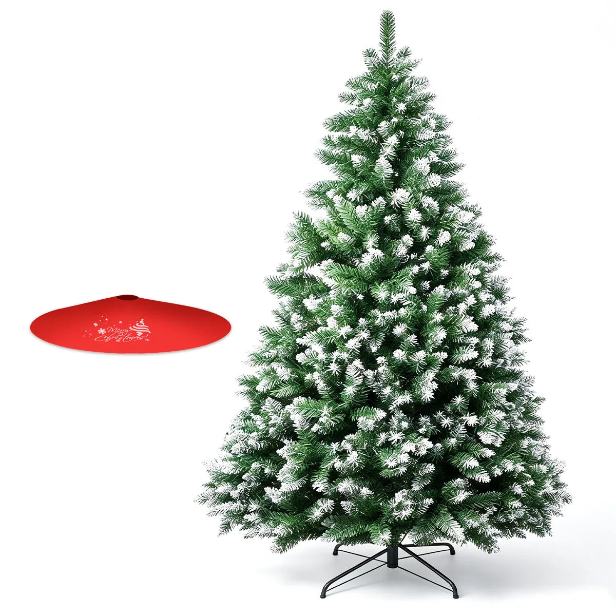 Frosted Artificial Christmas Tree With Snowy Pine Branches And Stand