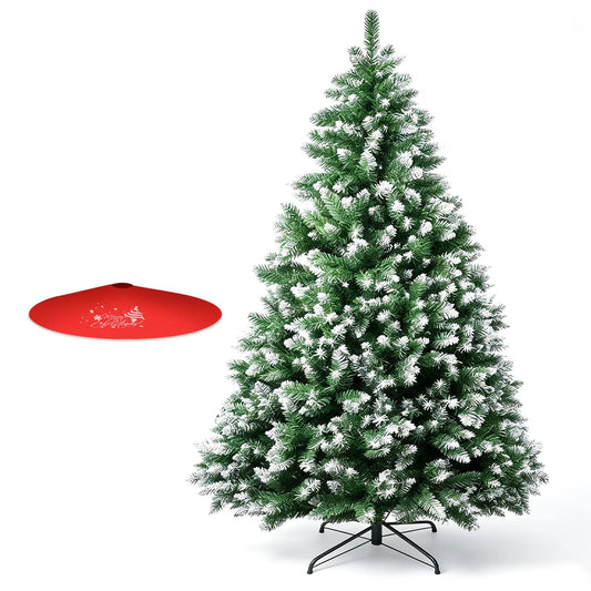 Frosted Artificial Christmas Tree With Snowy Pine Branches And Stand