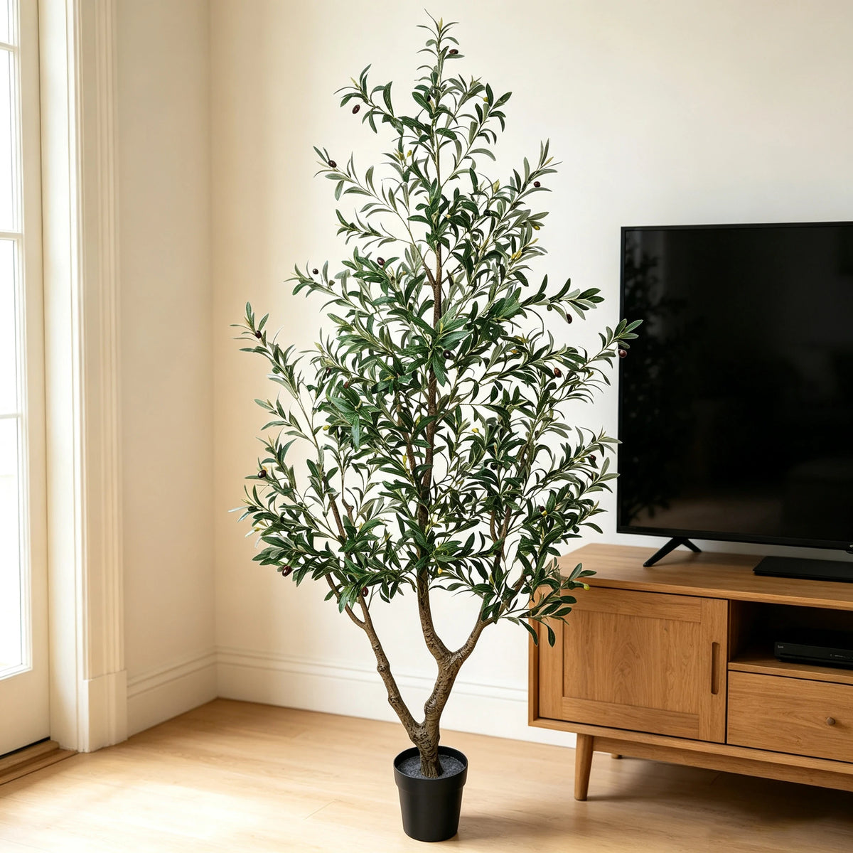 Olitree Artificial Olive Tree With Natural Trunk And Lifelike Fruit