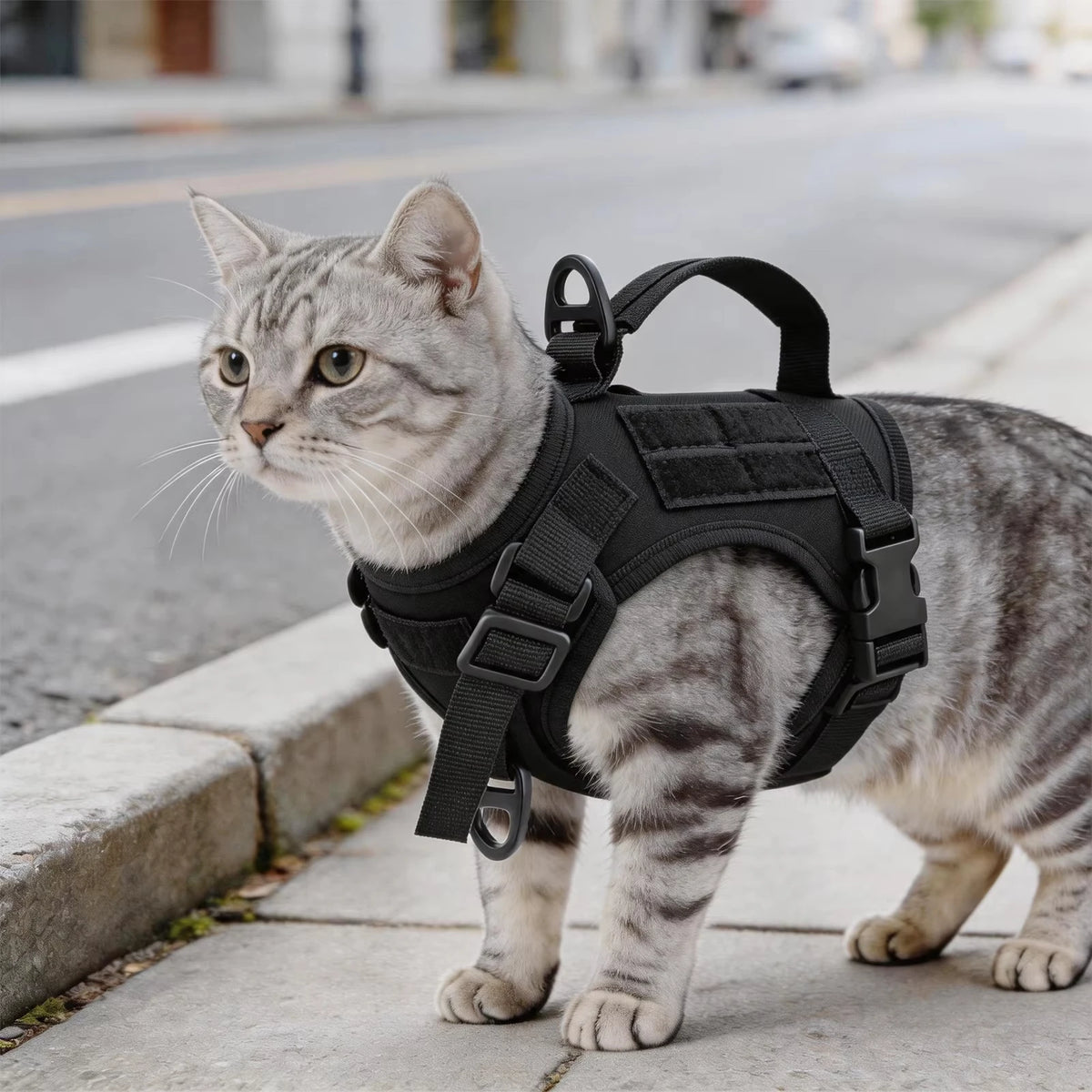 PETRAVEL Tactical Cat Harness And Leash Set For Outdoor Walking