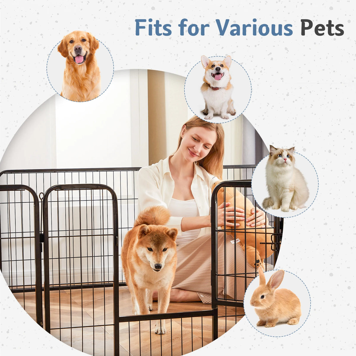 JHK Metal Dog Playpen Foldable Exercise Fence Indoor Outdoor