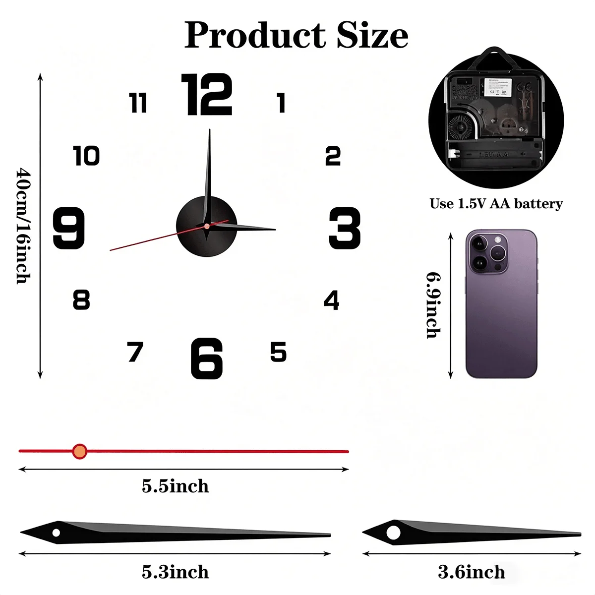 Glow In The Dark DIY Wall Clock Decorative Silent Design