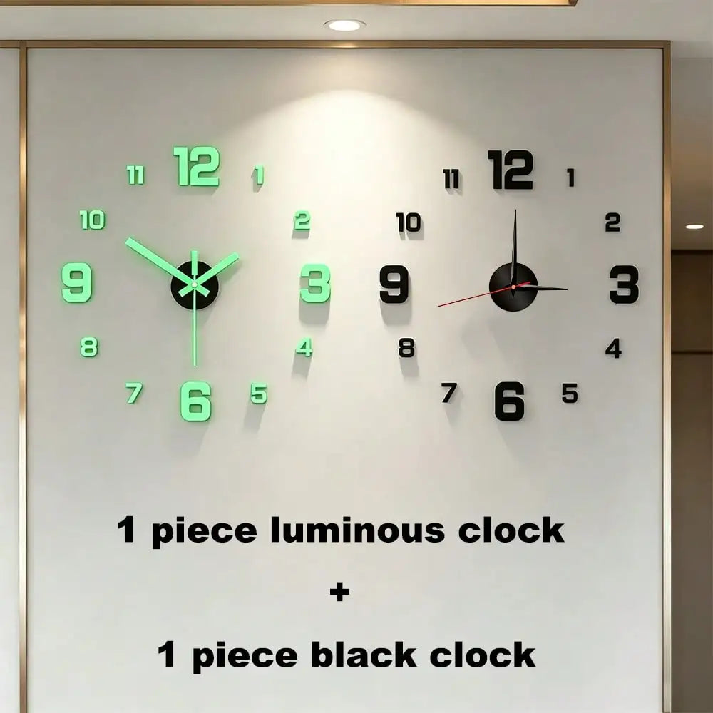 Glow In The Dark DIY Wall Clock Decorative Silent Design