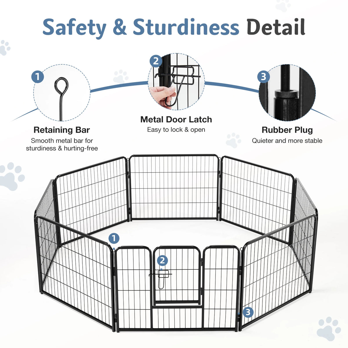 JHK Metal Dog Playpen Foldable Exercise Fence Indoor Outdoor