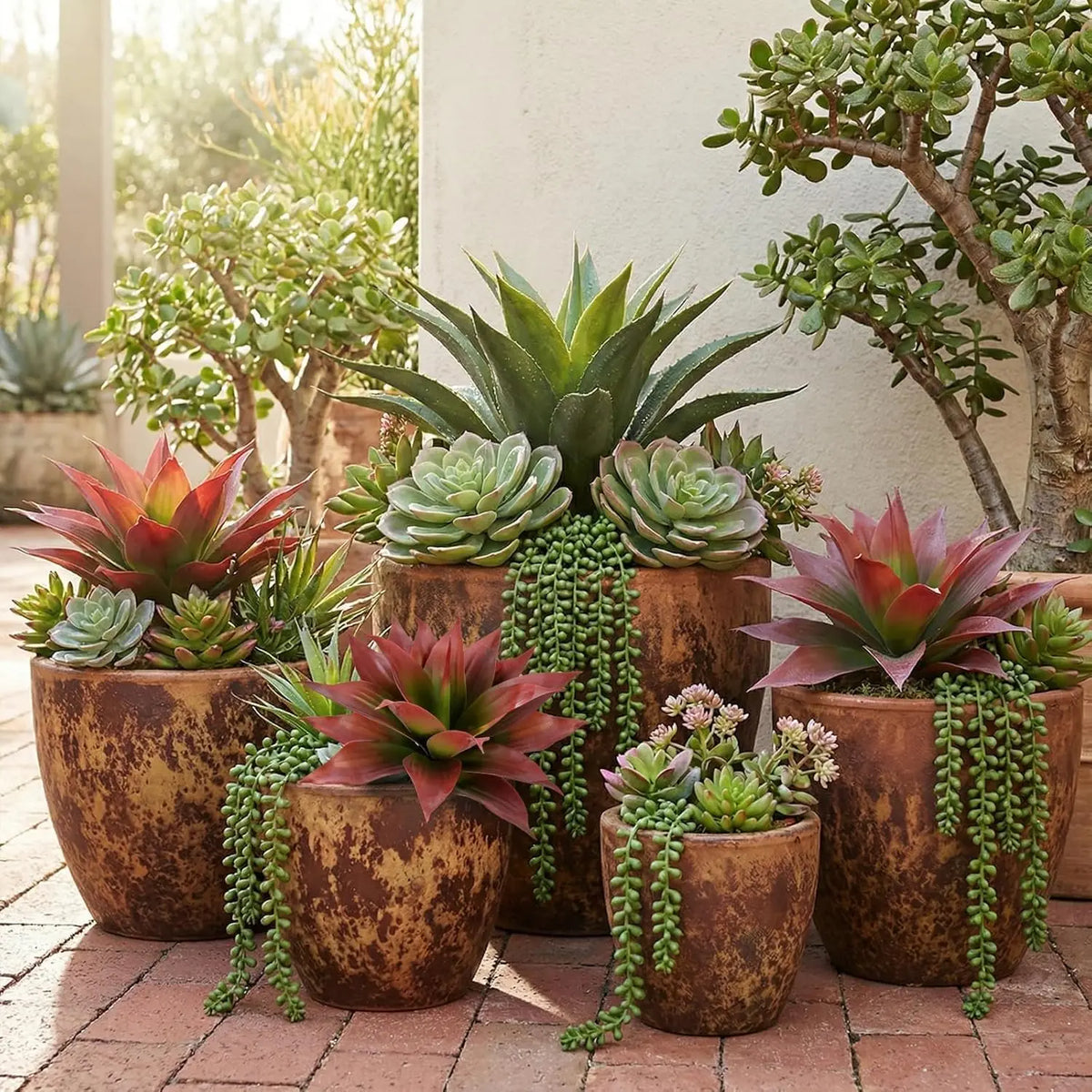 Olitree Artificial Agave Plants UV Resistant Succulents Set of 2