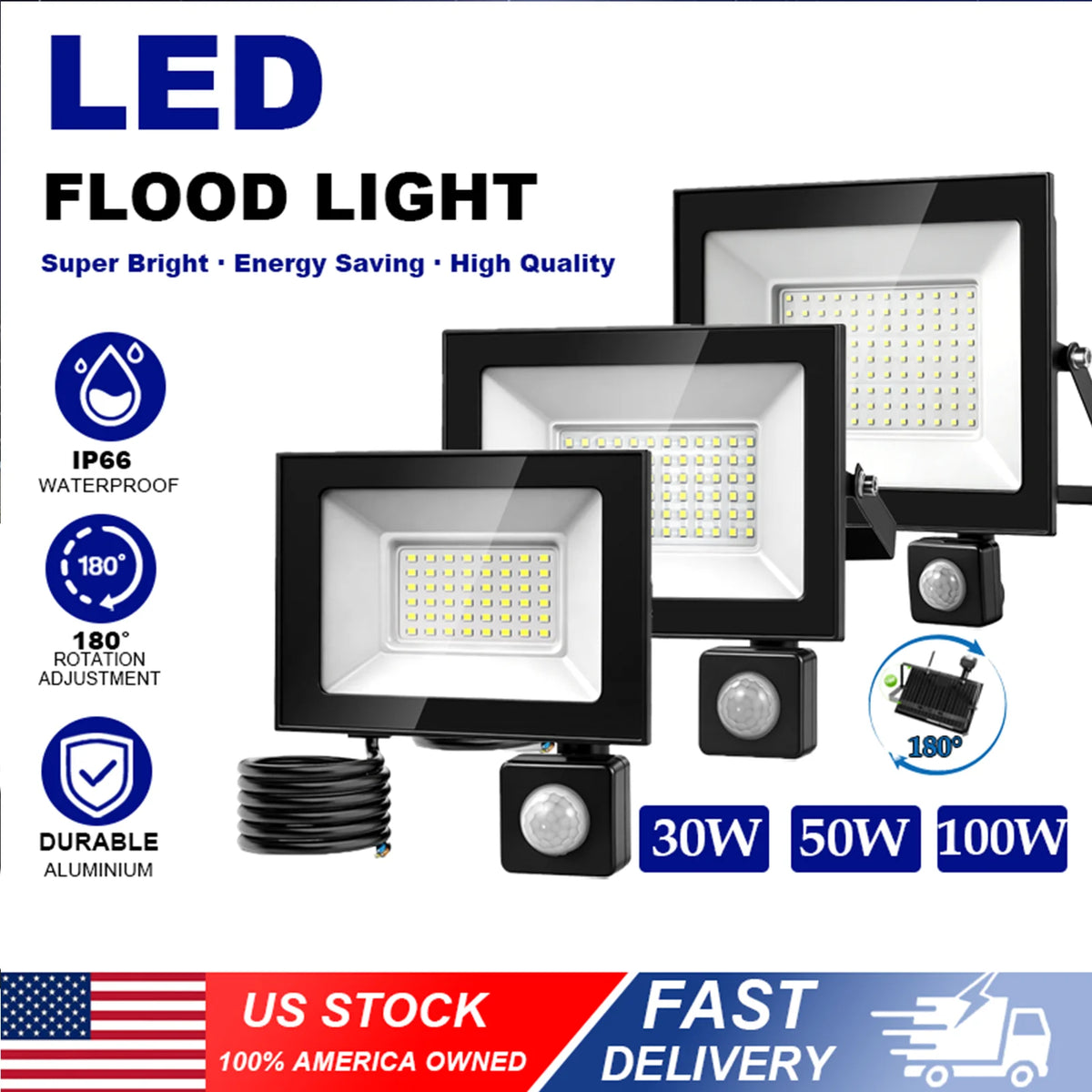 Motion Sensor LED Flood Light With Dusk To Dawn Protection