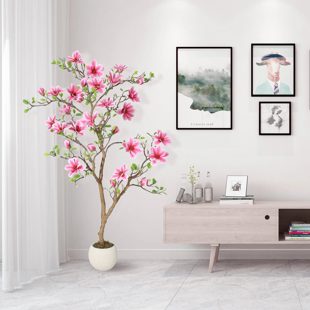 HiMISS Artificial Magnolia Tree for Realistic Indoor Home Decor