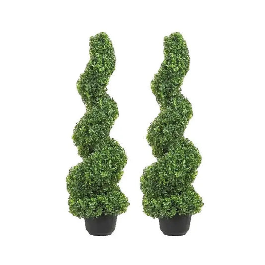 SucceBuy Artificial Boxwood Spiral Topiary Tree For Outdoor Decoration