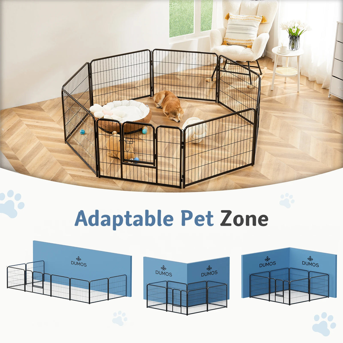 JHK Metal Dog Playpen Foldable Exercise Fence Indoor Outdoor