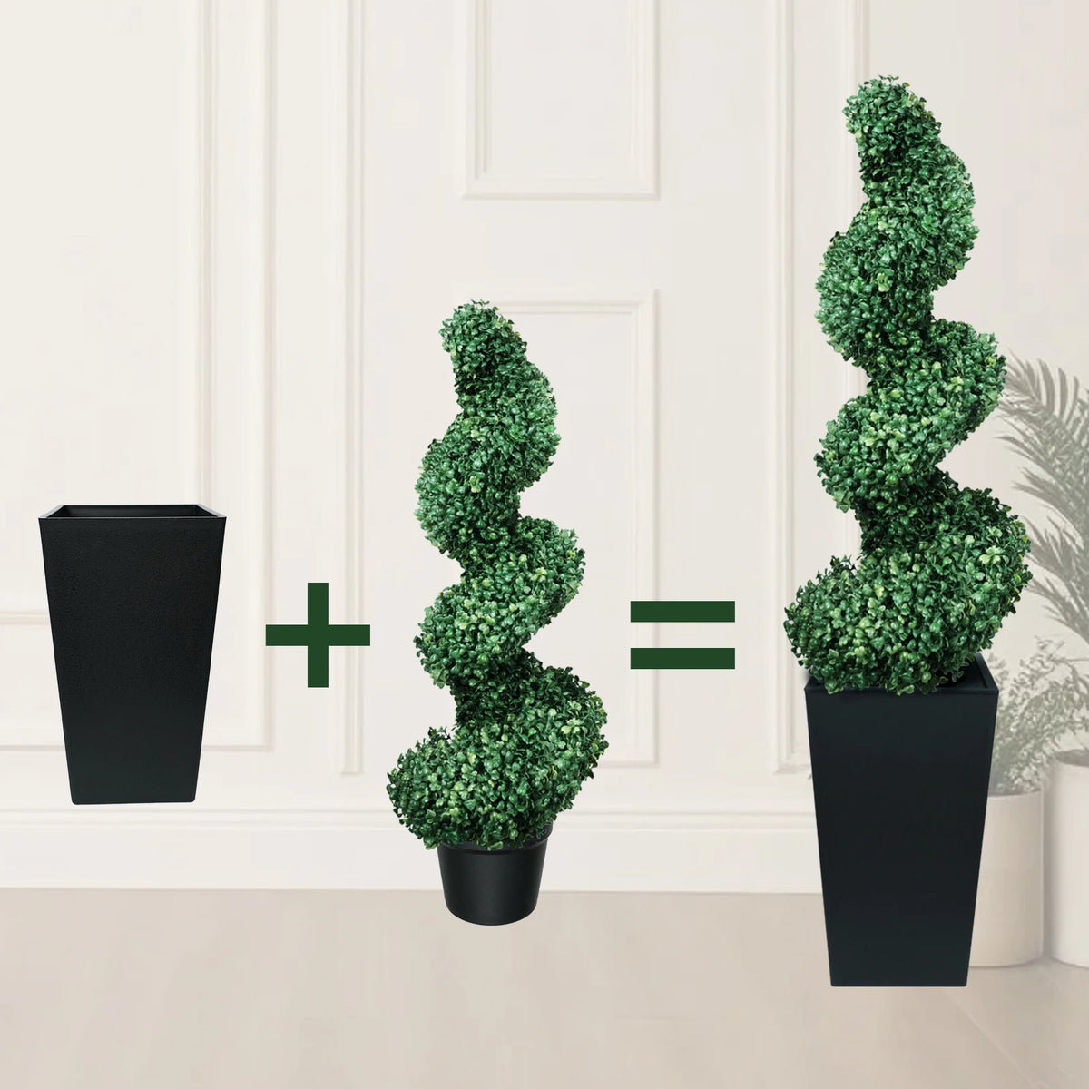 Olitree Artificial Boxwood Spiral Topiary Trees With Planters Indoor Outdoor
