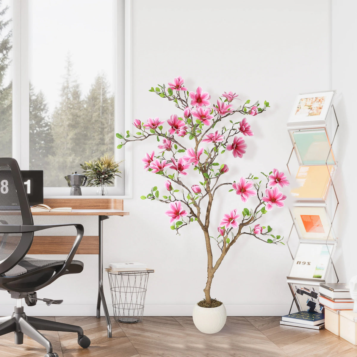 HiMISS Artificial Magnolia Tree for Realistic Indoor Home Decor