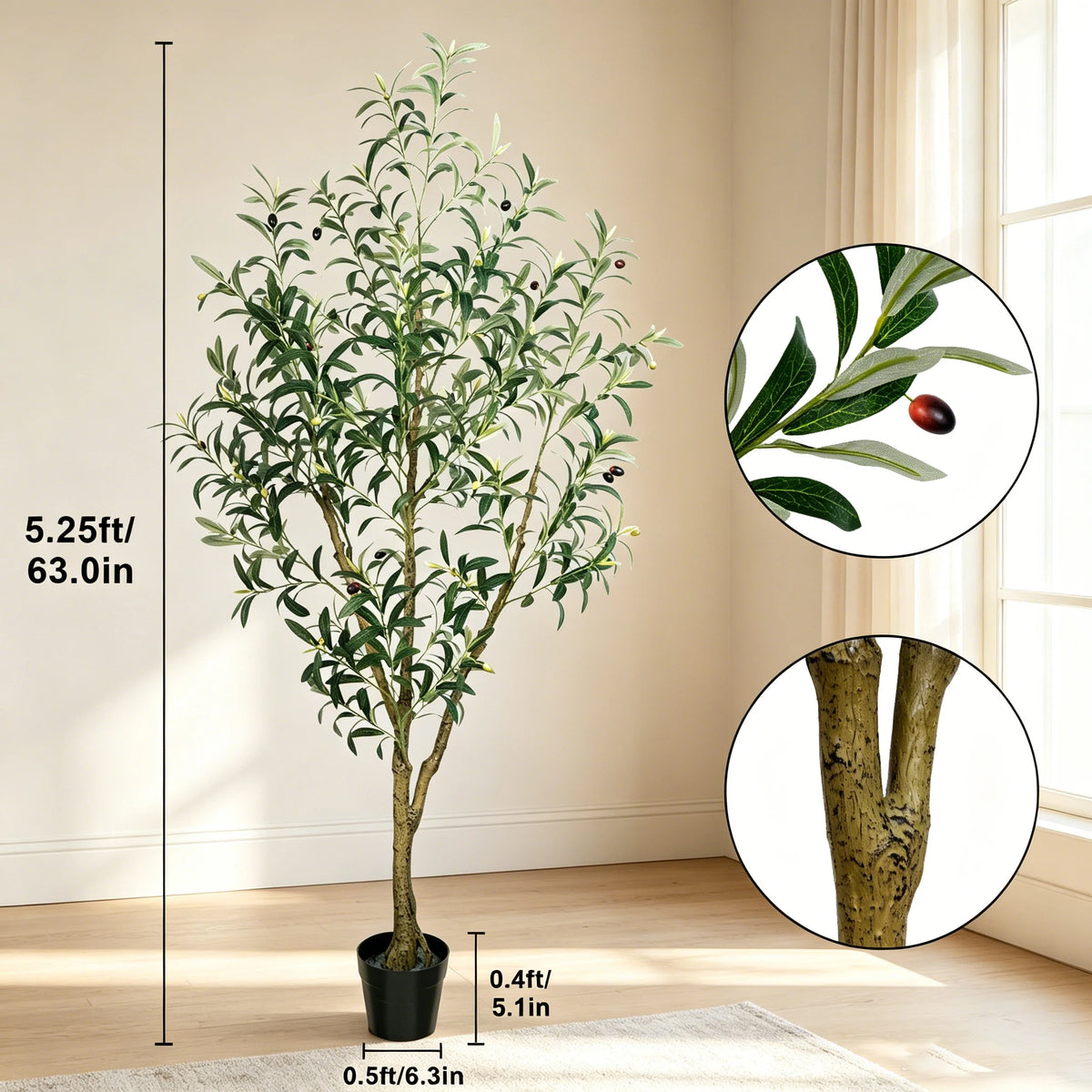 Olitree Artificial Olive Tree With Natural Trunk For Home Decor