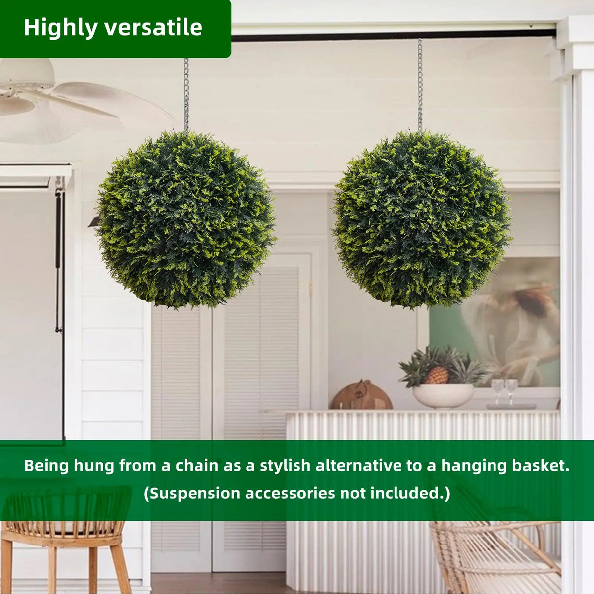 Studyset Artificial Cedar Topiary Balls for Outdoor Home Decor