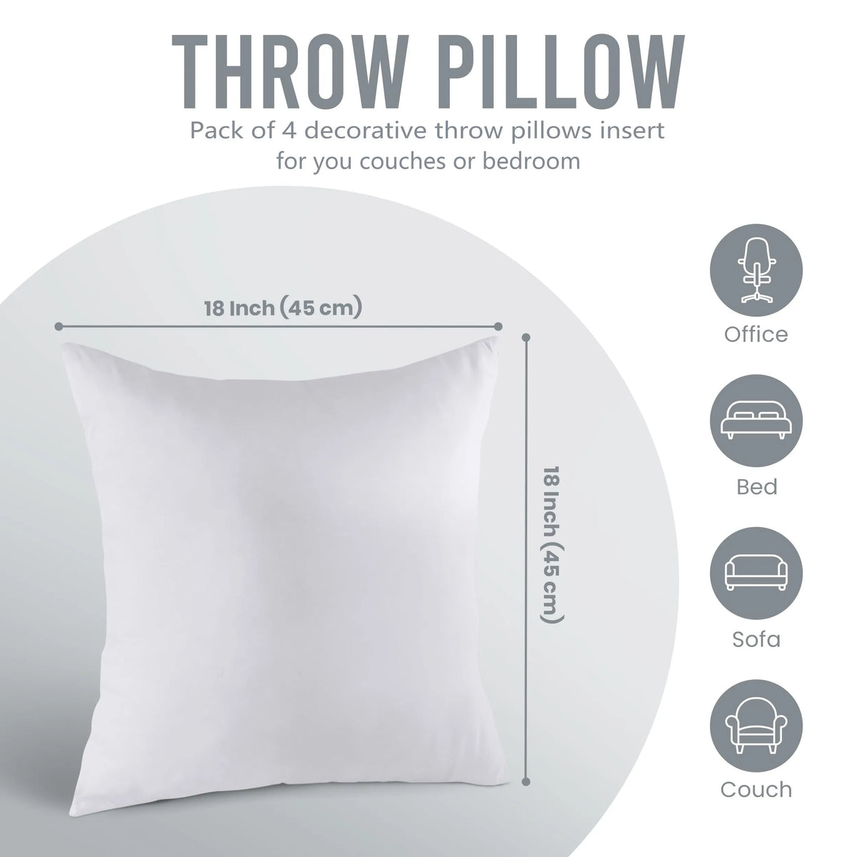 Decorative Throw Pillow Inserts For Beds And Couches
