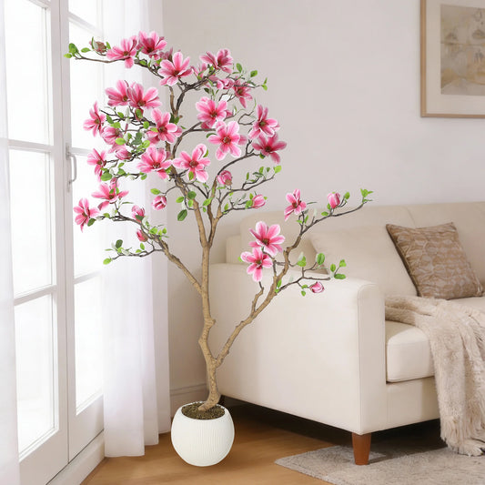 HiMISS Artificial Magnolia Tree for Realistic Indoor Home Decor