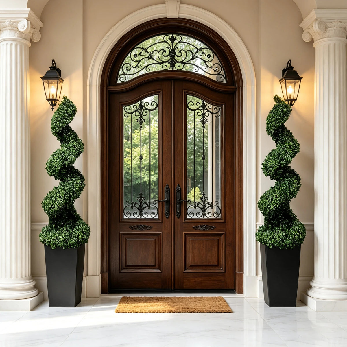 Olitree Artificial Boxwood Spiral Topiary Trees With Planters Indoor Outdoor