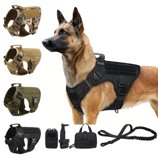 PETRAVEL Tactical Dog Harness With Molle Pouches For Training