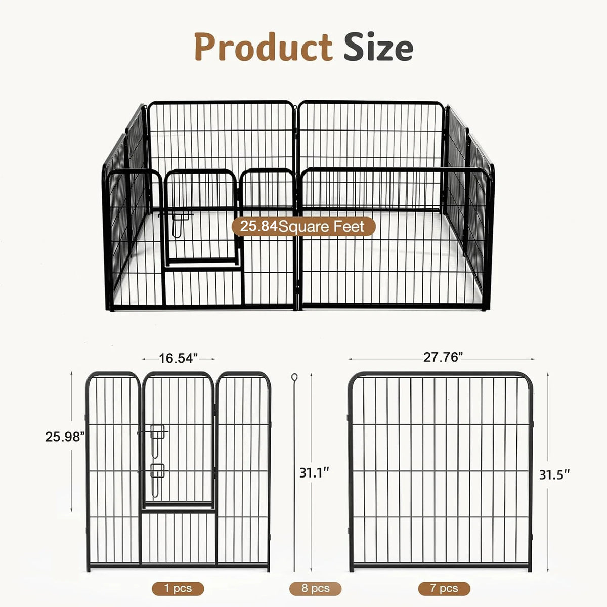 JHK Metal Dog Playpen Foldable Exercise Fence Indoor Outdoor