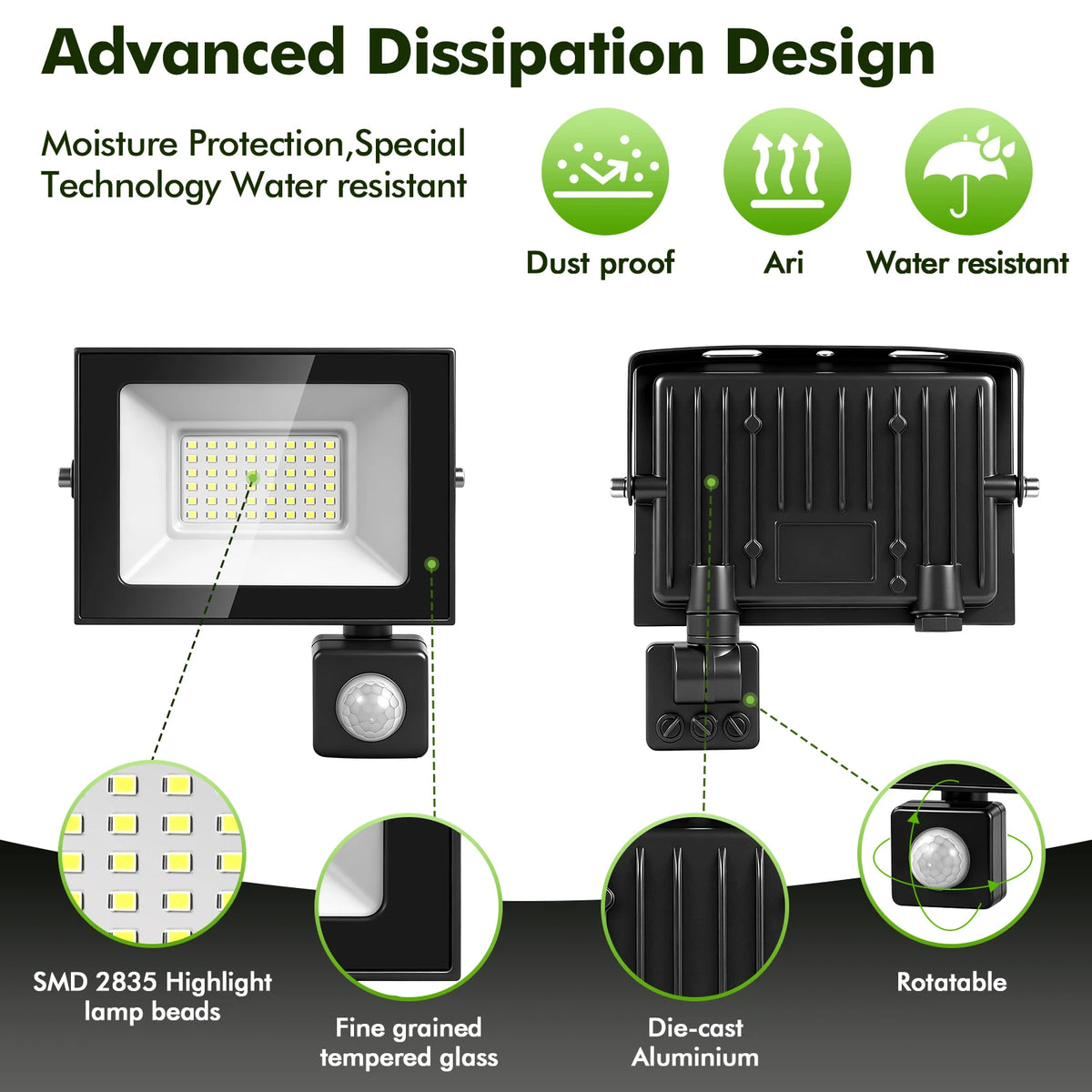 Motion Sensor LED Flood Light With Dusk To Dawn Protection