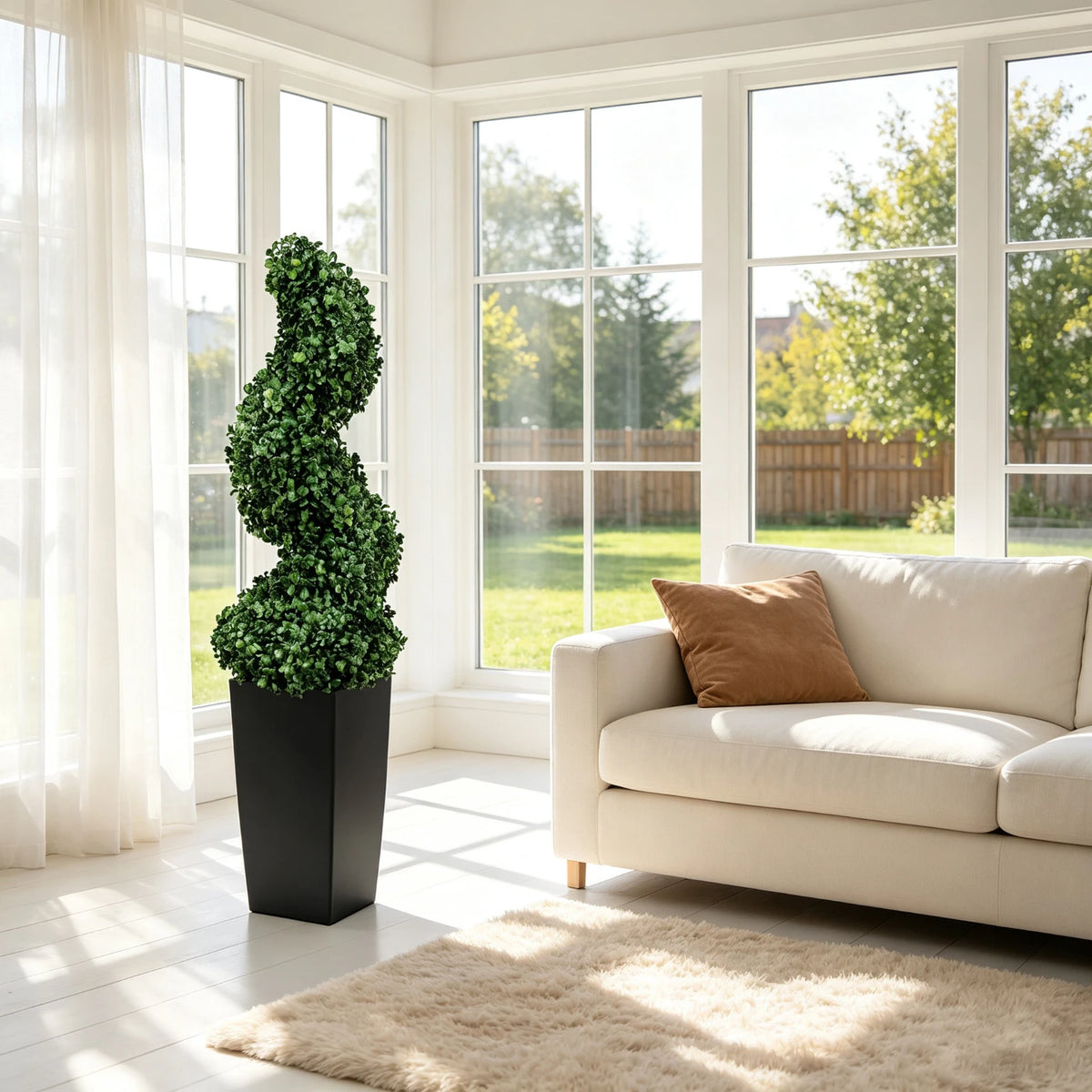 Olitree Artificial Boxwood Spiral Topiary Trees With Planters Indoor Outdoor