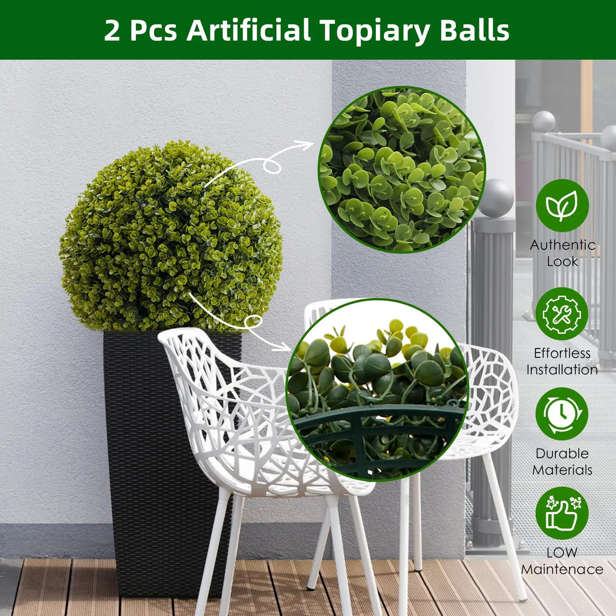 Studyset Artificial Cedar Topiary Balls for Outdoor Home Decor