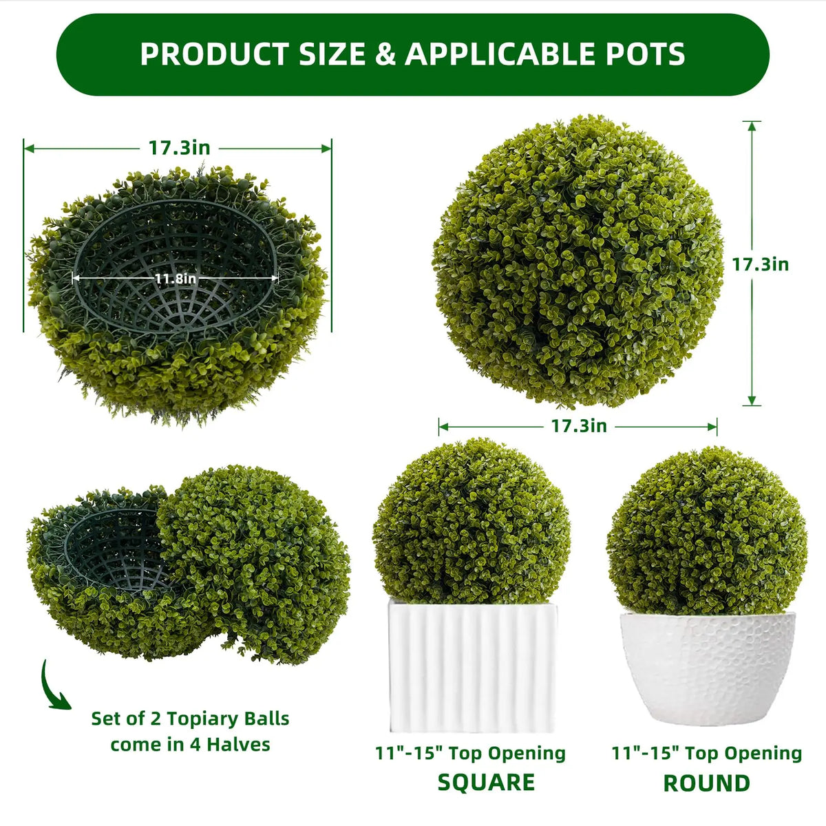 Studyset Artificial Cedar Topiary Balls for Outdoor Home Decor