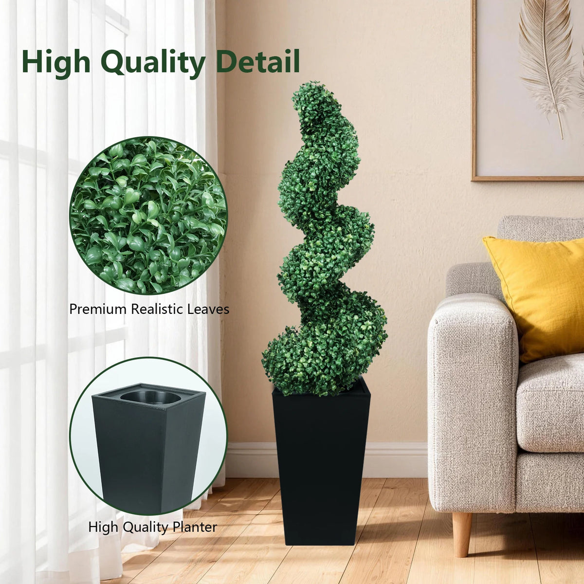 Olitree Artificial Boxwood Spiral Topiary Trees With Planters Indoor Outdoor