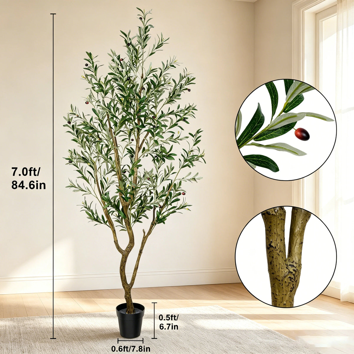 Olitree Artificial Olive Tree With Natural Trunk For Home Decor