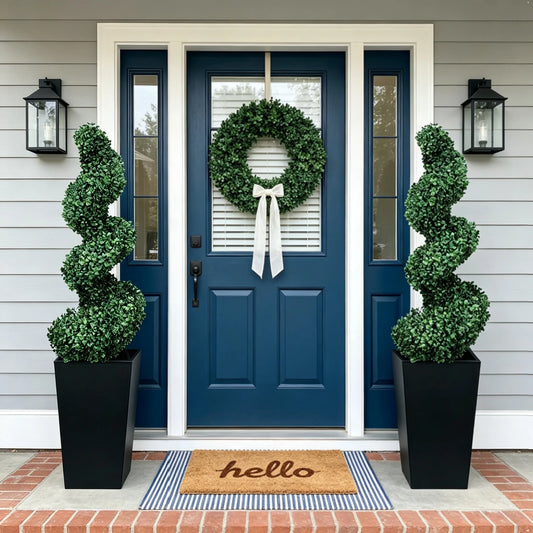 Olitree Artificial Boxwood Spiral Topiary Trees With Planters Indoor Outdoor