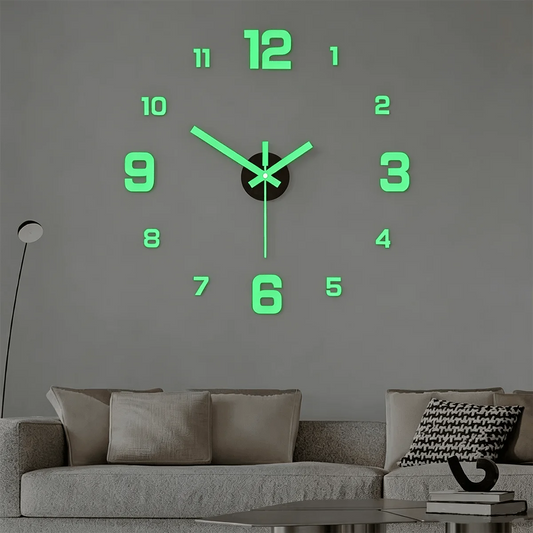 Glow In The Dark DIY Wall Clock Decorative Silent Design