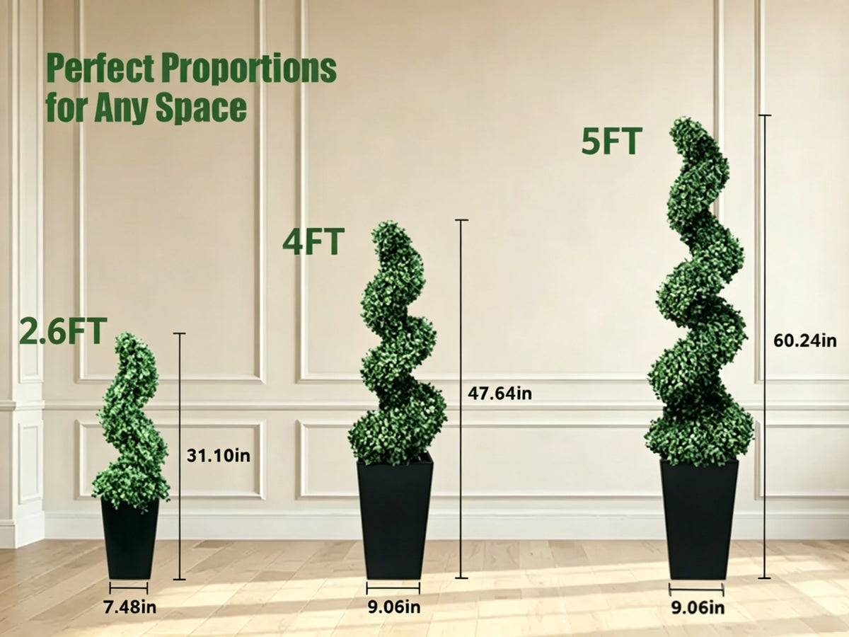 Olitree Artificial Boxwood Spiral Topiary Trees With Planters Indoor Outdoor