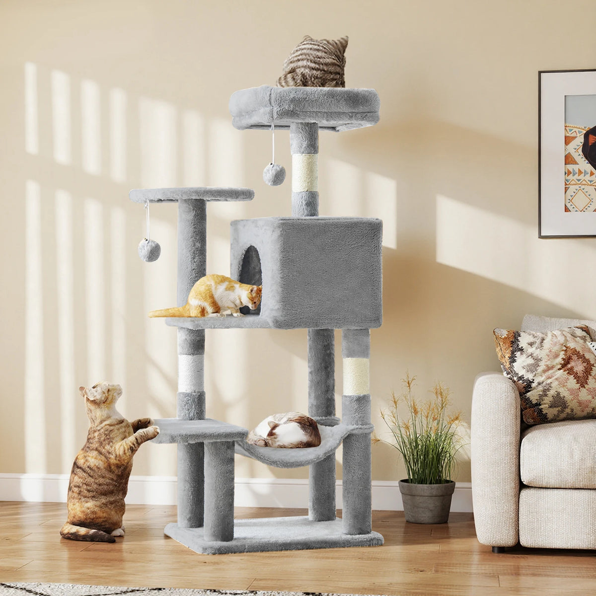 JHK Multi-Level Cat Tree With Sisal Scratching Posts Cat Condo