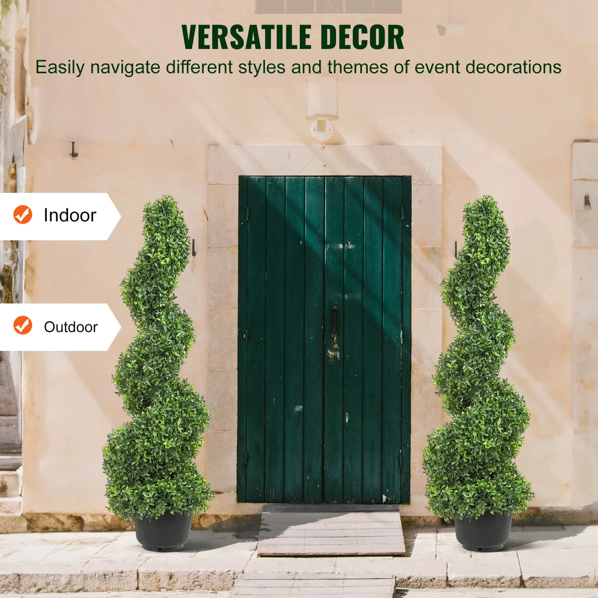 SucceBuy Artificial Boxwood Spiral Topiary Tree For Outdoor Decoration